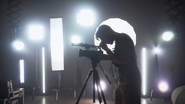 istock Professional filming pavilion with lighting equipment. Backstage. 2220689416