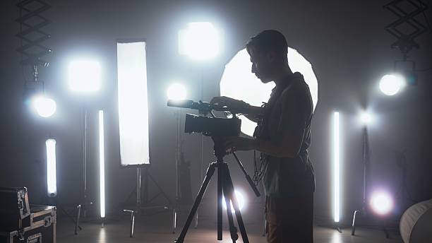 istock Professional filming pavilion with lighting equipment. Backstage. 2220689506