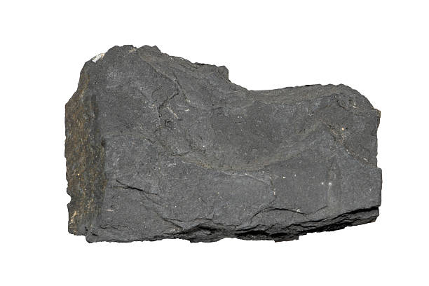 Close-up of slate mineral, isolated on white background.