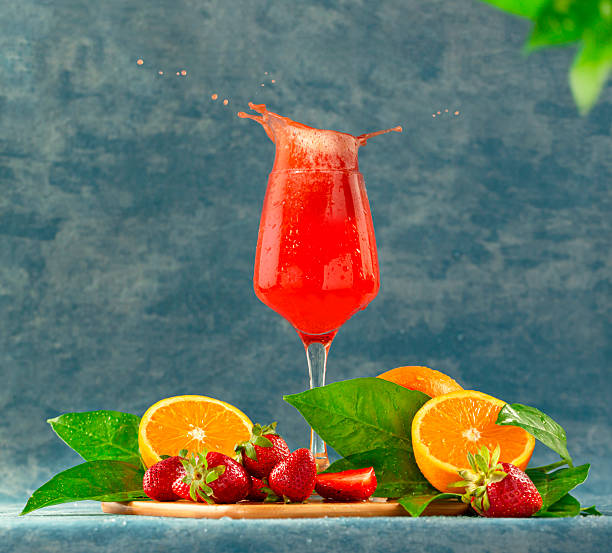 Jamaica juice, refreshing tropical juice, orange with strawberry.