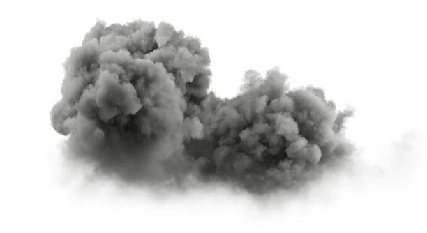 istock Realistic darkness steam carbon clouds cutout white backgrounds 3d render 2220700832