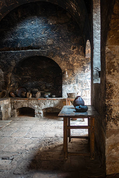 View of a hearth in an early 1800's cabin.