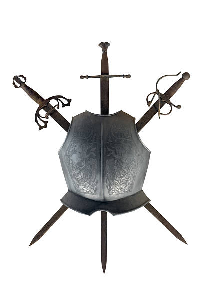 istock antique knight cuirass with swords isolated on white background 2220706496