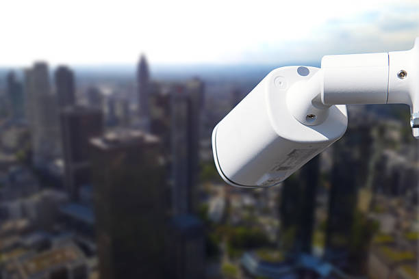 CCTV Camera Operating with city in background.