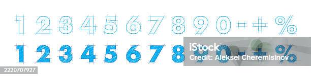 Blueprint Font Architectural Typeface Engineering Sketch Numbers ...