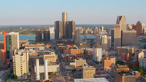 istock Sunny Detroit Skyline with Iconic Skyscrapers and River Views 2220707956
