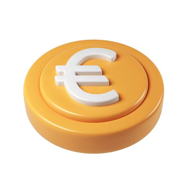 istock Golden 3d render icon euro coin spinning, metallic gleaming, surface digital rendering with transparent backdrop for financial graphic design 2220708044