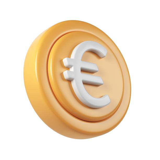 istock Golden 3d render icon euro coin spinning, metallic surface gleaming, digital rendering design transparent backdrop for financial graphic with 2220708061