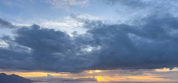 istock Sunset sky. Dramatic sky view. Sunlight over the sea 2220708553