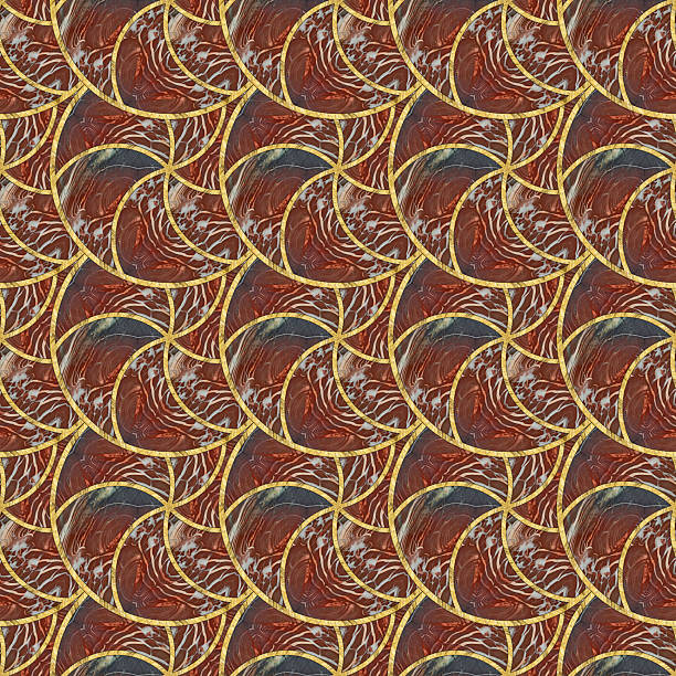 Abstract Background of Archimedean Spirals Overlapping in Teal, Aqua, Coral Colors