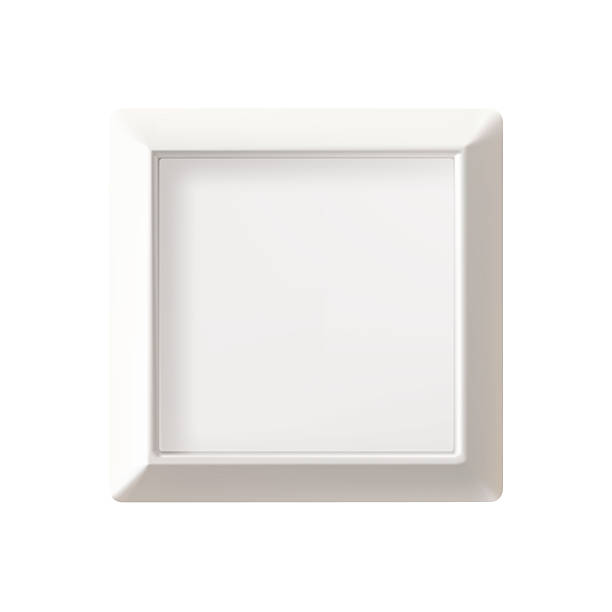 istock Square photo frame, 3d render on light bg. White picture flat lay mock up. Realistic painting vintage gallery wall, empty wood border with shadow, copy space. Isolated art print, gray display box 2220712725
