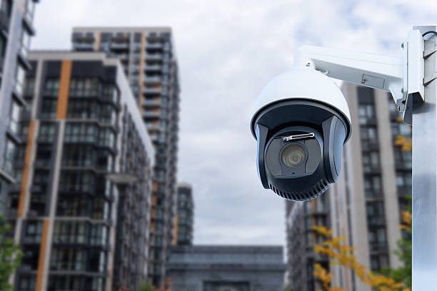 istock closeup of closed-circuit television (CCTV) in a apartment complex. 2220714638