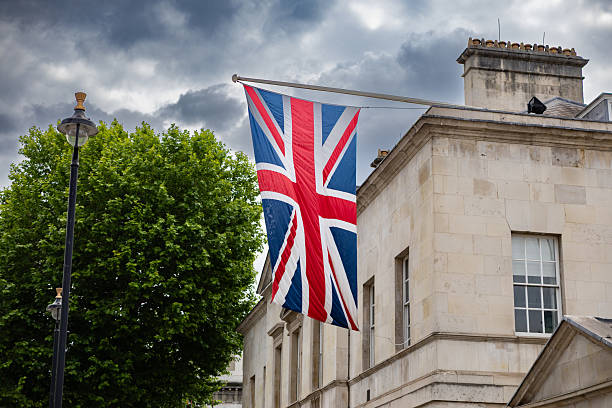 Union Jack Flying Outside Historic British Building