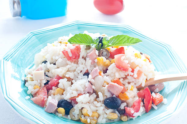 Rice salad, healthy heating