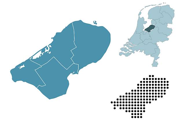 stockillustraties, clipart, cartoons en iconen met set maps of flevoland province - groningen stad
