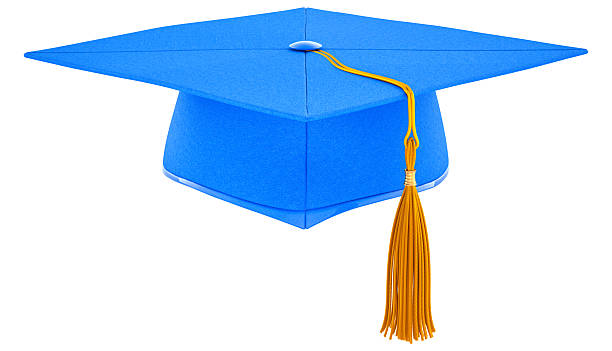 3D House with Graduation Cap - Colored Background - 3D Rendering