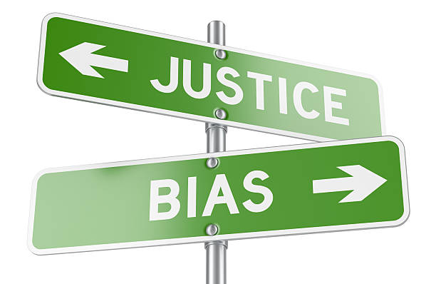 istock Justice and Bias road signs in opposite directions, 3d rendering 2220738350