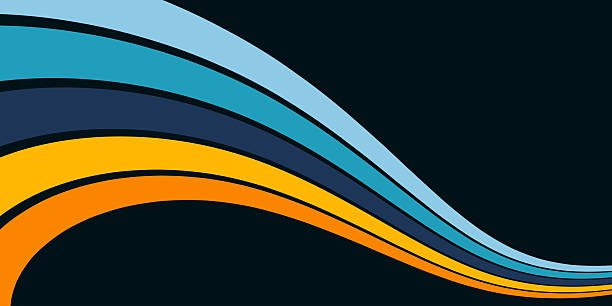 Abstract background of rainbow groovy Wavy Line design in 1970s Hippie Retro style. Vector pattern ready to use for cloth, textile, wrap and other.