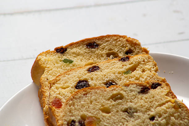 Traditional Sweet Fruit Bread on Wooden Board.