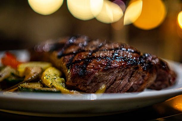 istock Charcoal grilled beef steak with grilled vegetables 2220748221