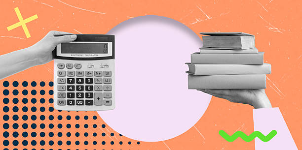 istock Calculator and books held by hands against a vibrant backdrop representing education and learning activities 2220751611