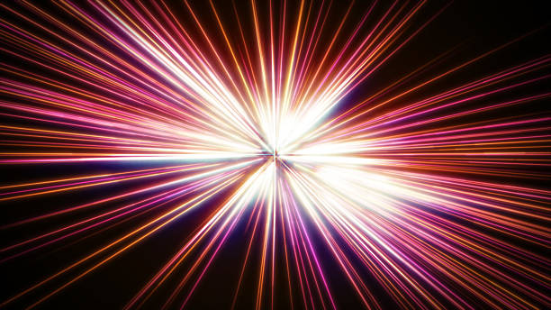 istock Abstract tunnel of multicolored red glowing bright neon laser energy beams 2220755672
