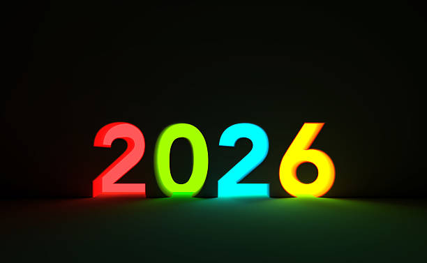 istock New Year 2026 Creative Design Concept with glowing lights 2220760988