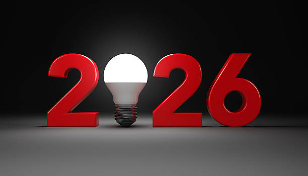 istock New Year 2026 Creative Design Concept with LED Bulb 2220761016