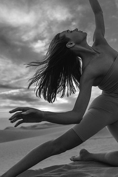 istock Dynamic black and white shot of graceful movement in desert setting 2220761836