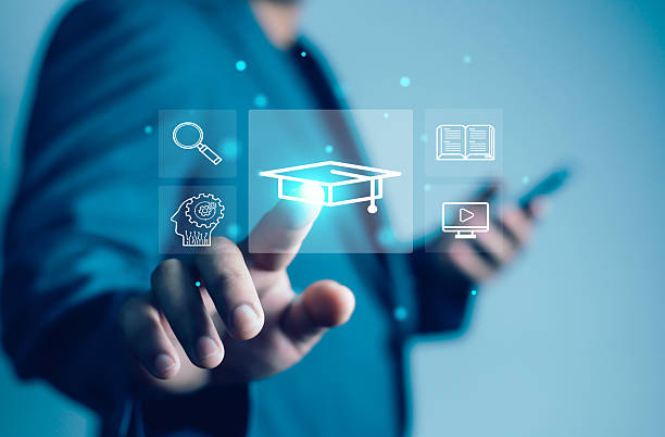 istock education concept, internet lessons and online webinar.  who 2220763347
