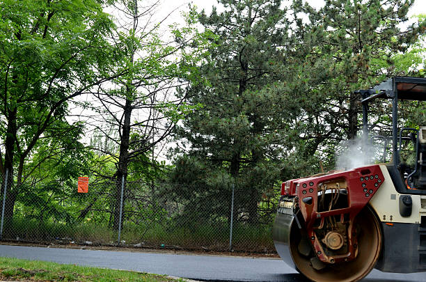 istock Steamroller (Heavy Vibration roller) asphalt pavement works for new road 2220763375