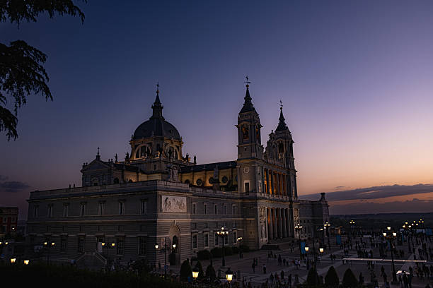 istock Night view of the Almudena cathedral, Madrid. 2220763807
