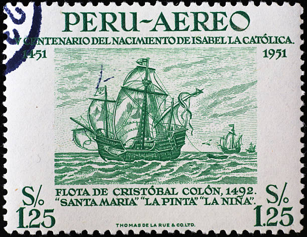 istock Fleet of Christopher Columbus on portuguese postage stamp 2220764236