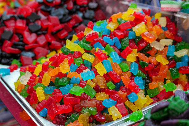 Colorful Gummy Bears And Candy With Artificial Food Dyes