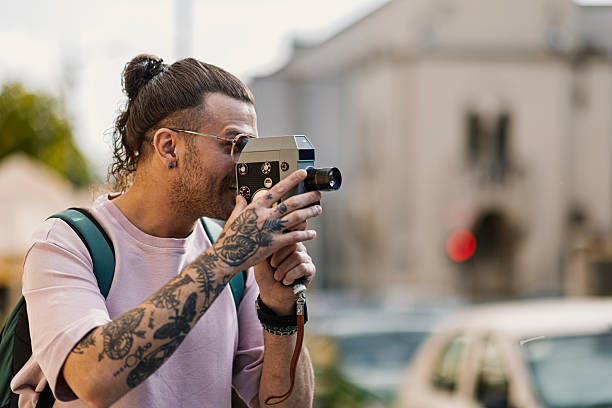istock Good old equipment, camera, photo camera, old phone 2220781054