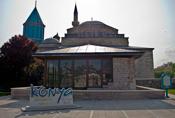Mevlana mosque , known as the Green Mausoleum, architecture in Konya, Turkey. It's the mausoleum of Rumi, a Persian Sufi mystic. Mevlana museum mosque in Konya, Turkey is the mausoleum of Jalal ad-Din Muhammad Rumi, a Persian people Sufi mystic also known as Mevlâna or Rumi. It was also the dervish lodge of the Mevlevi order, better known as the whirling dervishes.