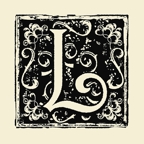 Vector illustration of a Vintage engraving style Letter decorative drop cap for beginning of old book very worn textured style. See my portfolio for other matching letters. Download features vector EPS and high resolution jpg download.