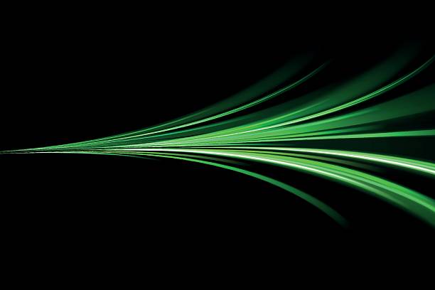 istock Green glowing shiny lines effect vector background. Luminous white lines of speed. Light glowing effect. Light trail wave, fire path trace line and incandescence curve twirl. 2220795082