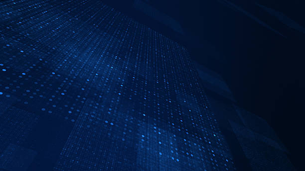 istock Abstract digital background with a grid of blue dots and lines in perspective. 2220801883
