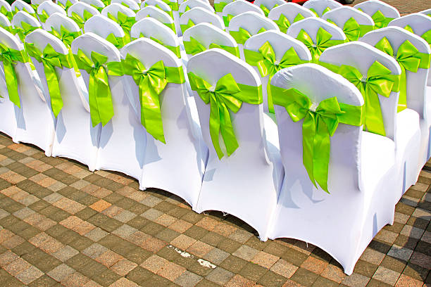 istock White chair and Green bowknot 2220807304