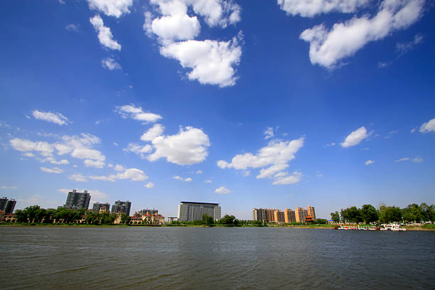 Beautiful city scenery, rivers and buildings, closeup of photo