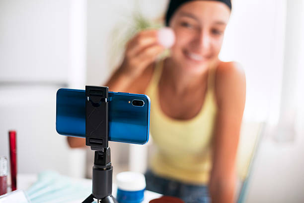 istock Young female vlogging about cosmetics 2220814273