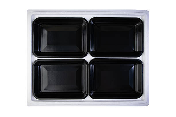 Top view of a black plastic container isolated on a white background.
