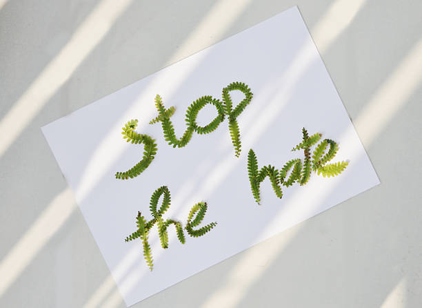 istock Stop The Hate sign made by lavender leaves 2220818082