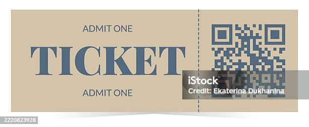 Ticket Code Style Ticket Template With Qr Code Flat Vector Illustration Isolated Stock ...