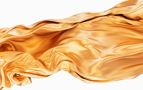 istock Flowing golden wave cloth background, 3d rendering. 2220827845