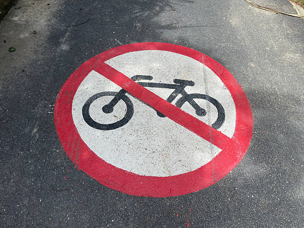 istock Bicycle sign on the road. 2220837479