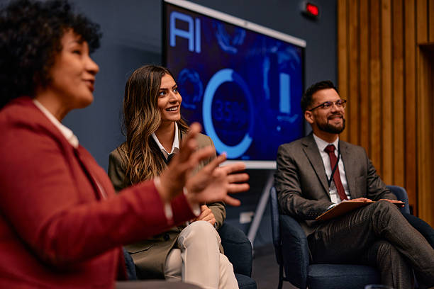 istock Businesspeople discussing artificial intelligence during a conference meeting 2220841437