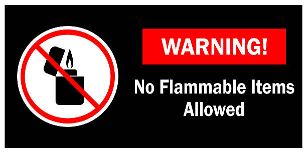 istock No Flammable Items Allowed sign, prohibition of open lights in a designated area 2220844859