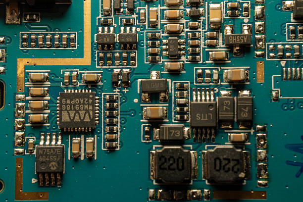 Electronic circuit board close up photo